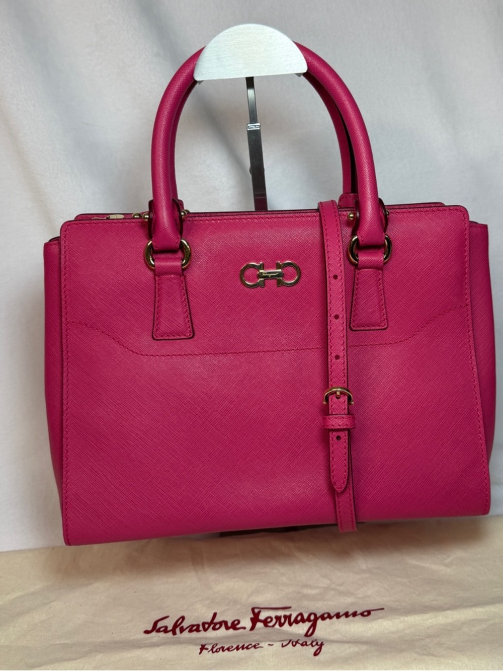 Salvatore Ferragamo Fuchsia Leather Top-Handle Satchel